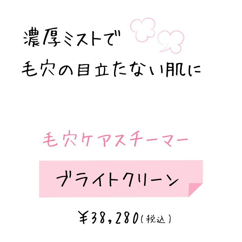 濃厚ミストで毛穴の目立たない肌に 毛穴ケアスチーマー ブライトクリーン ￥38,280