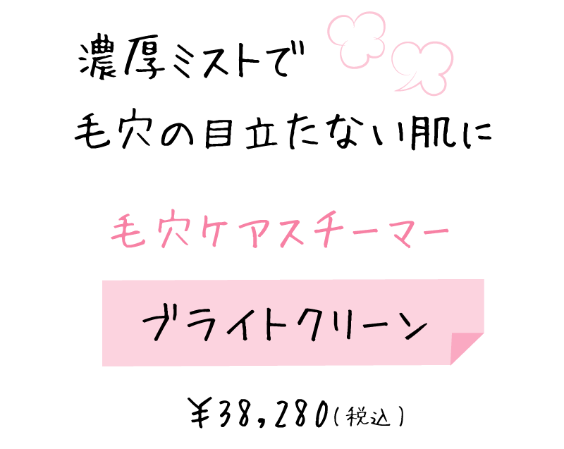 濃厚ミストで毛穴の目立たない肌に 毛穴ケアスチーマー ブライトクリーン ￥38,280