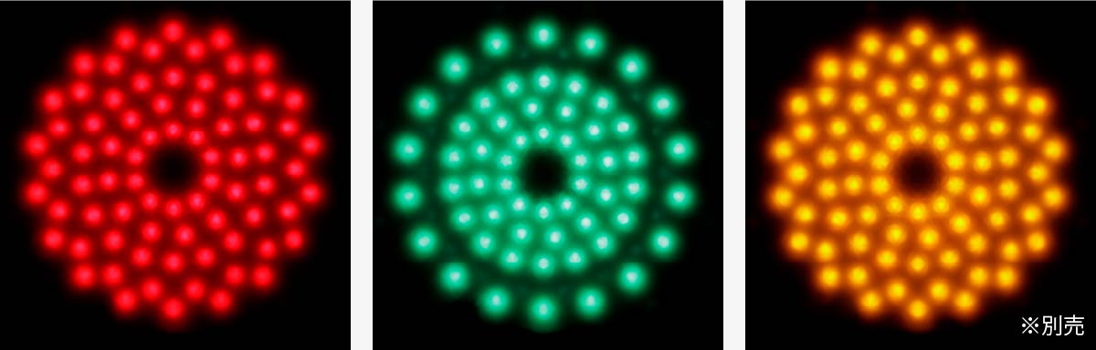 青緑LED・赤色LED・黄色LED